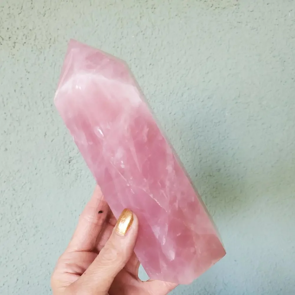 Rose Quartz Deep Dark Pink Flashy Crystal Large Tower 868 grams